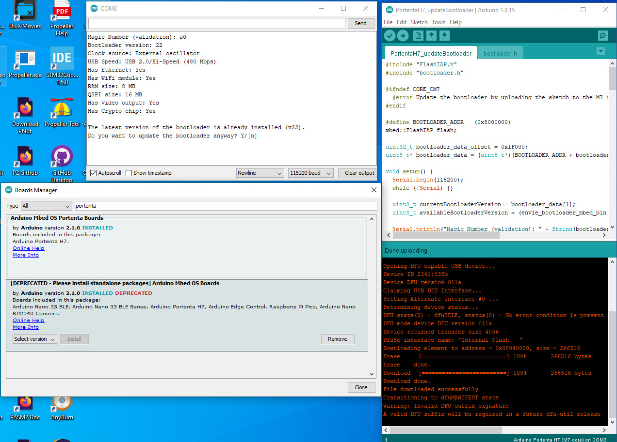 Correct versions of Arduino Classic, Arduino Core and bootloader.